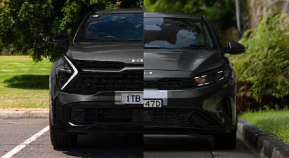 Sedan and SUV parked together